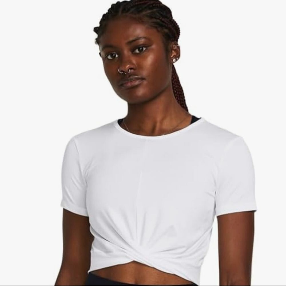 Under Armour White Twist Front Crop Top Size XL